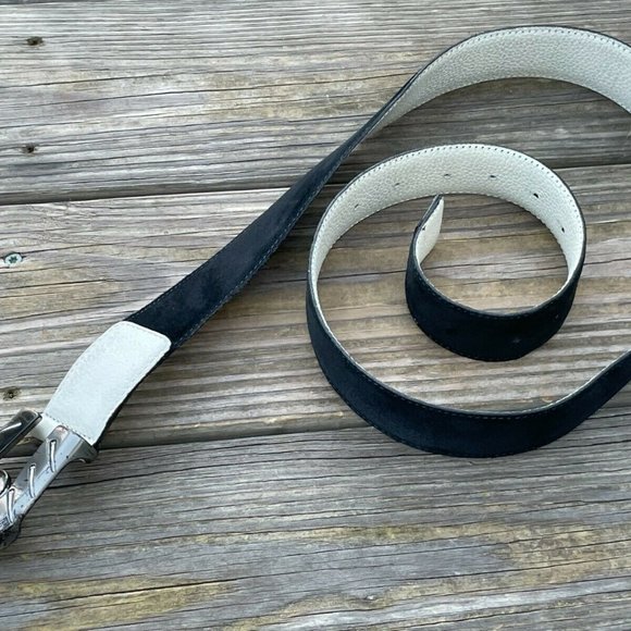 Ermenegildo Zegna Sport Men Belt Black Suede Leather Waistband Size 36-37 In Aut - Picture 3 of 12